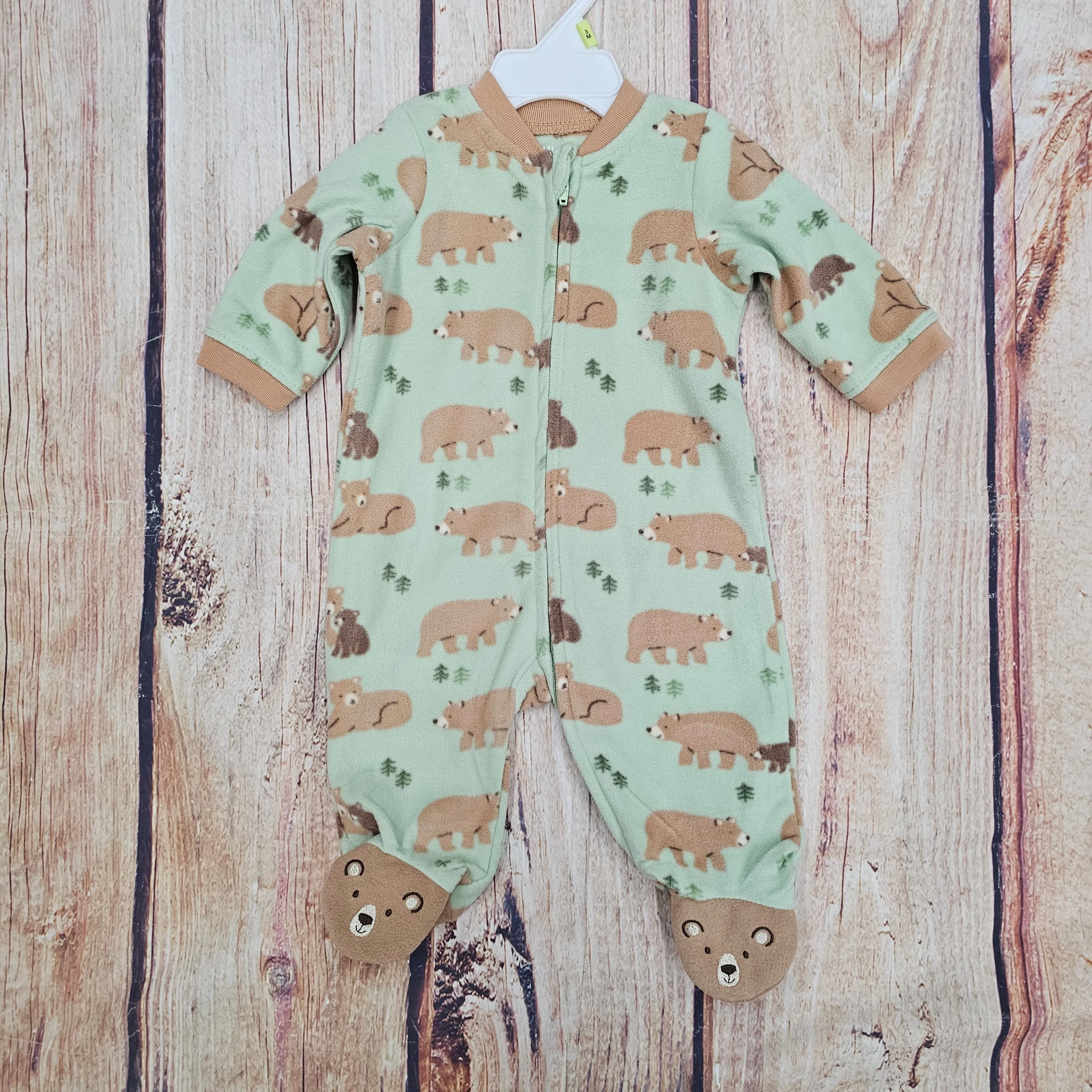 LITTLE ME GREEN BEAR FLEECE SLEEPER