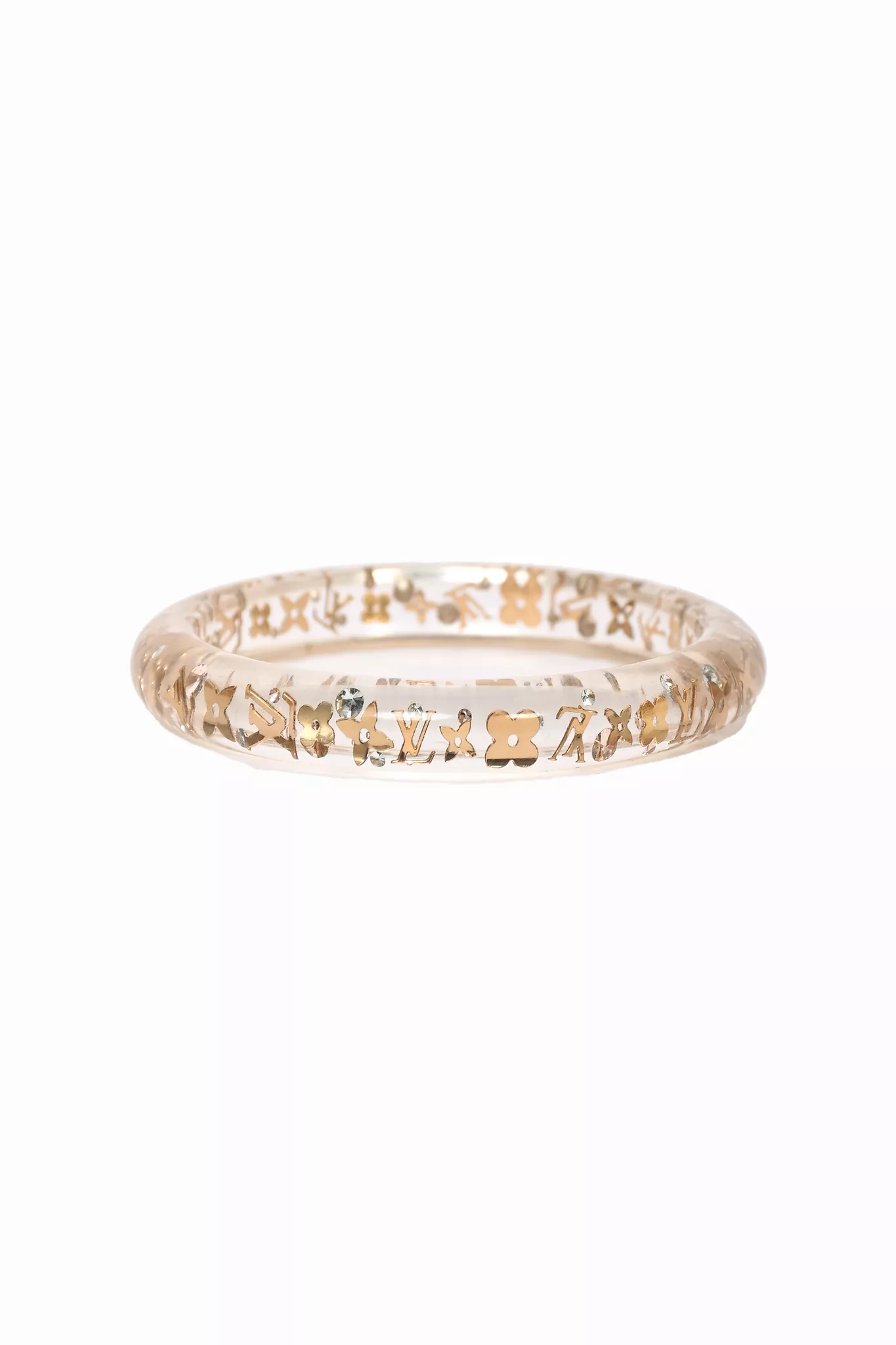 Louis Vuitton Clear/Gold Monogram Resin Narrow 'Inclusion' Bangle