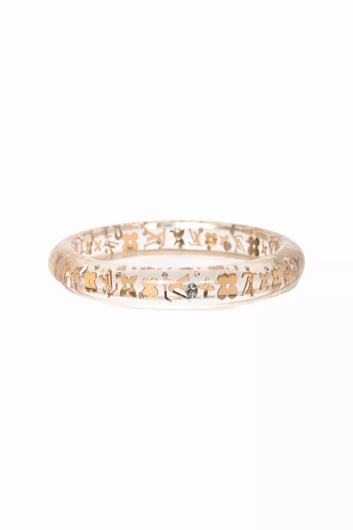 Louis Vuitton Clear/Gold Monogram Resin Narrow 'Inclusion' Bangle