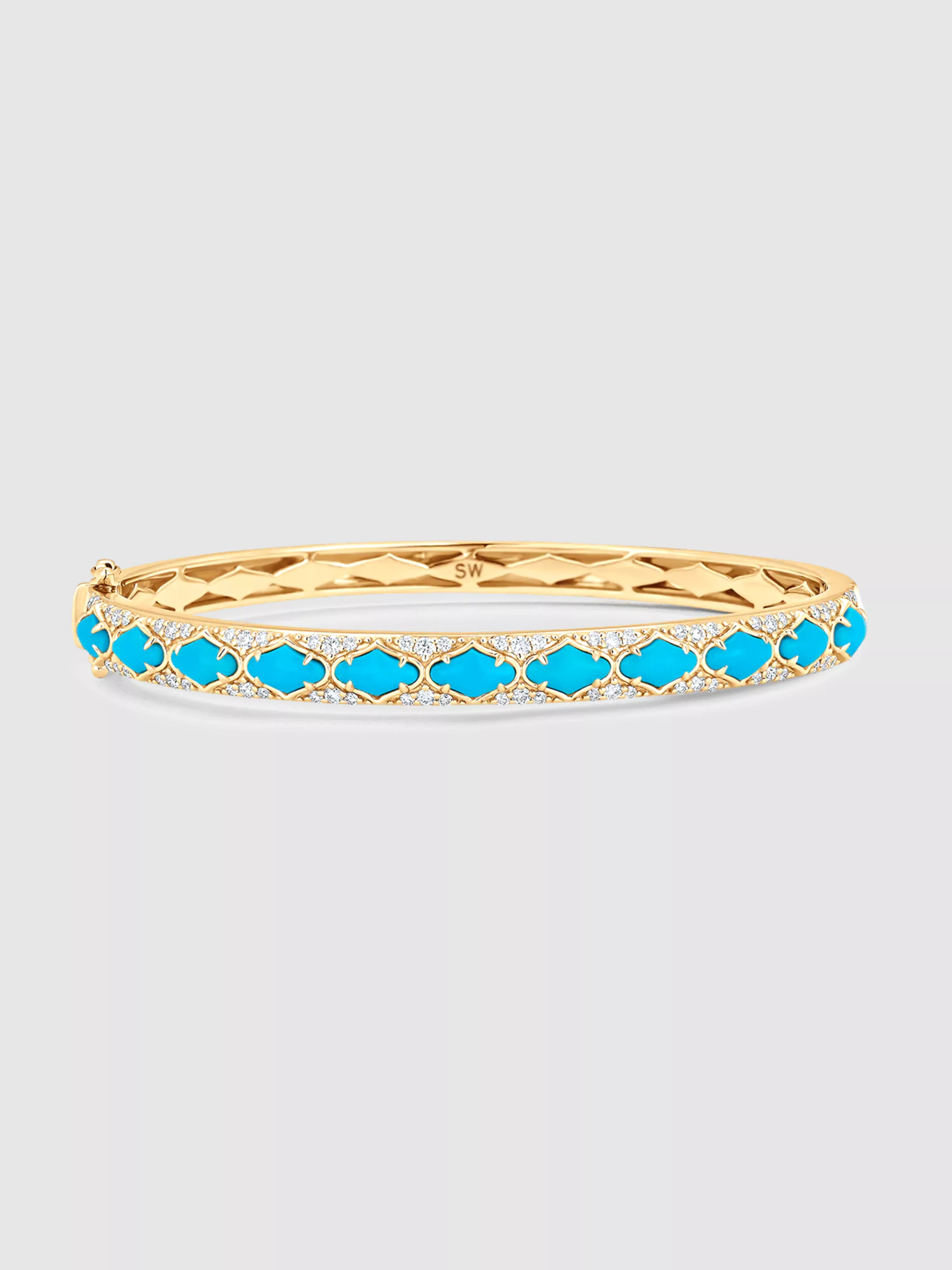 Lucia Yellow Gold Turquoise Bangle