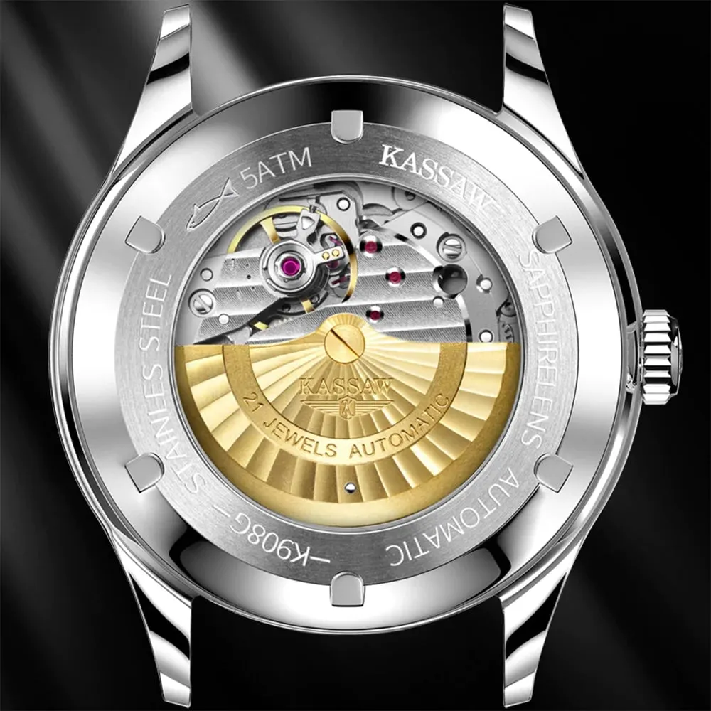 Luminous Stainless Steel Automatic Movement Mechanical Wristwatch for Men