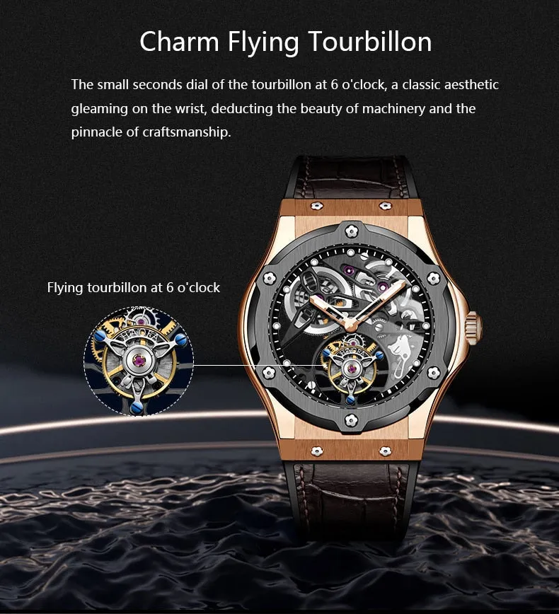 Luxury Fashion Waterproof Tourbillon Mechanical Flying Watch for Men