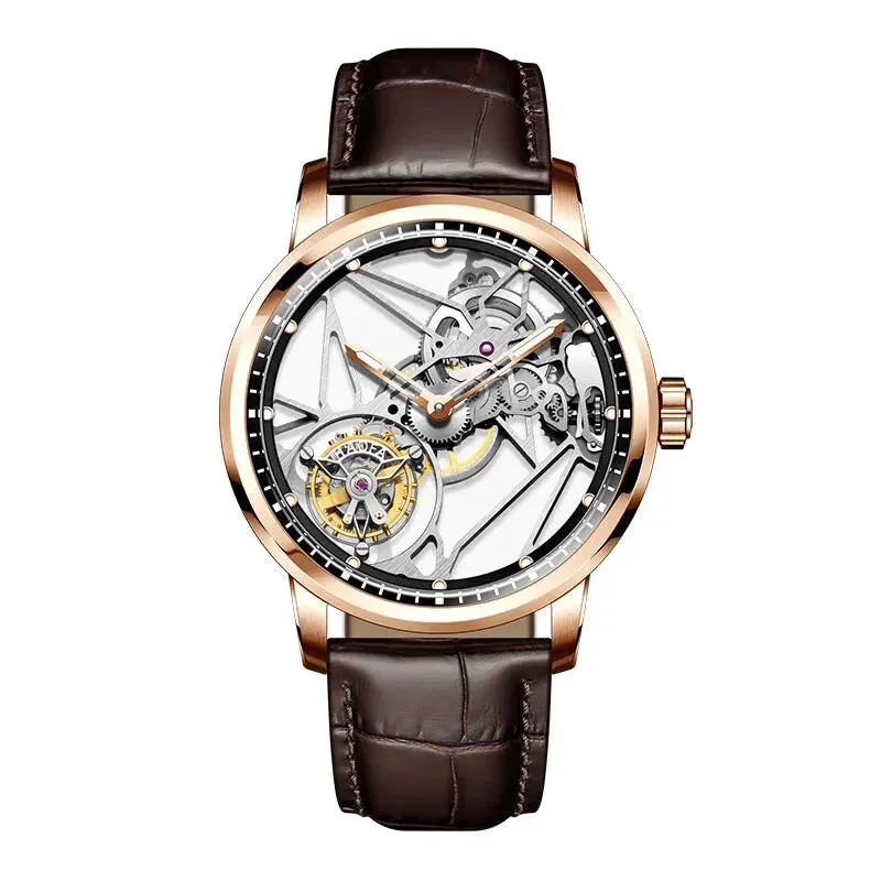 Luxury Skeleton Tourbillon Movement Sapphire Luminous Watch for Men