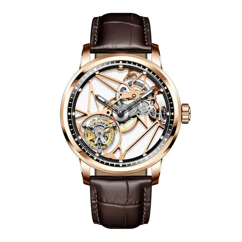 Luxury Skeleton Tourbillon Movement Sapphire Luminous Watch for Men