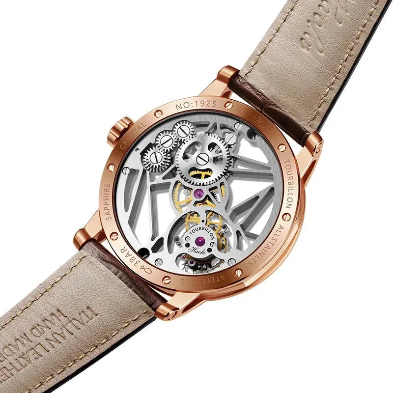 Luxury Skeleton Tourbillon Movement Sapphire Luminous Watch for Men