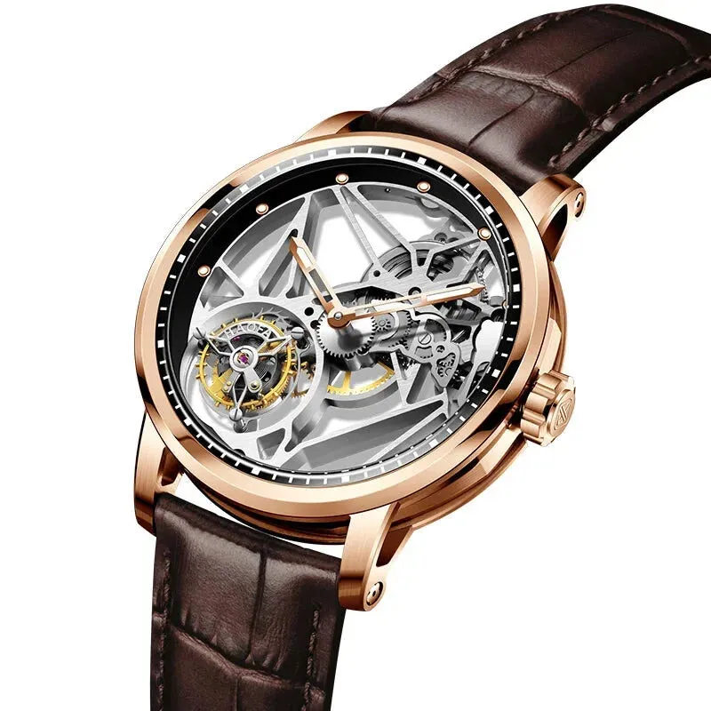 Luxury Skeleton Tourbillon Movement Sapphire Luminous Watch for Men