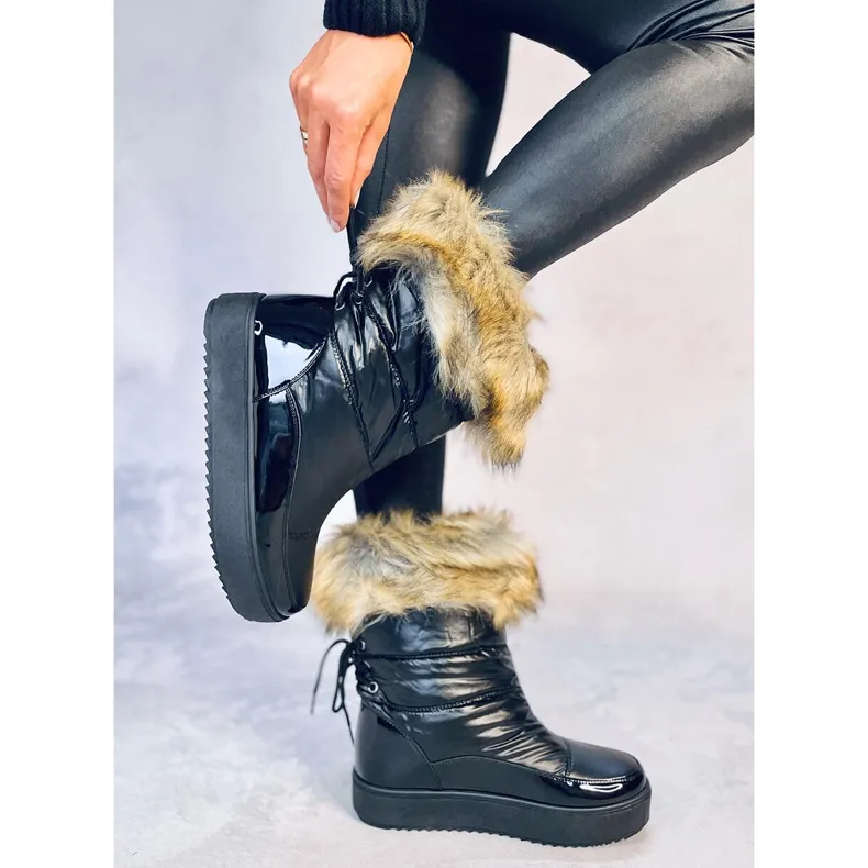 Mastro Black snow boots with fur