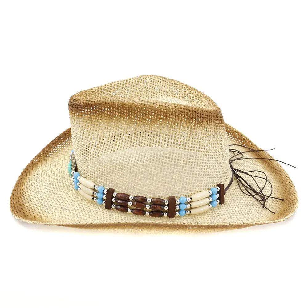 Men and Women Spray Paint Plain Ethnic Band Decor Wide Brim Hat