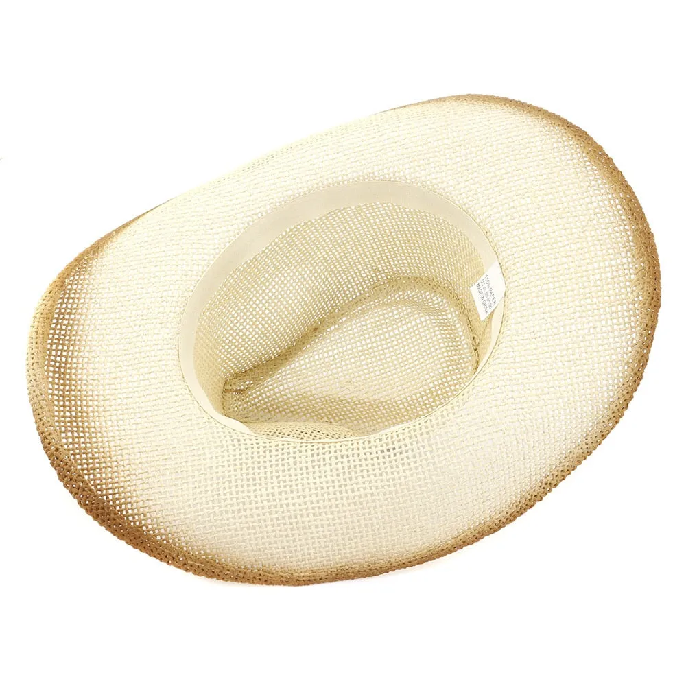 Men and Women Spray Paint Plain Ethnic Band Decor Wide Brim Hat