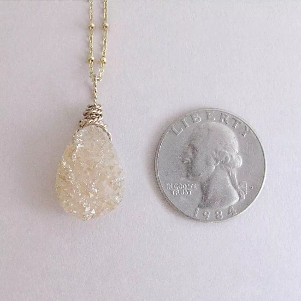 Peach Champagne Druzy Quartz Gemstone Geode