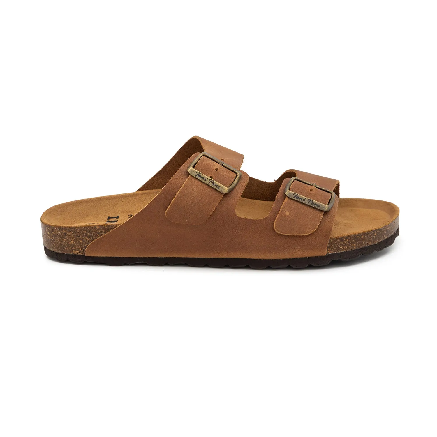 Plain Leather Open Toe Sandals for Men - Ger-PE