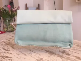 Robin’s Egg Blue Suede Clutch - Women’s Handbag