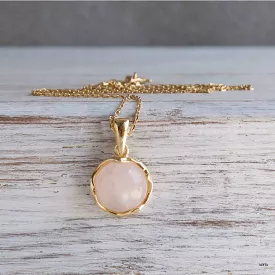 Rose Quartz Necklace - 14K Gold