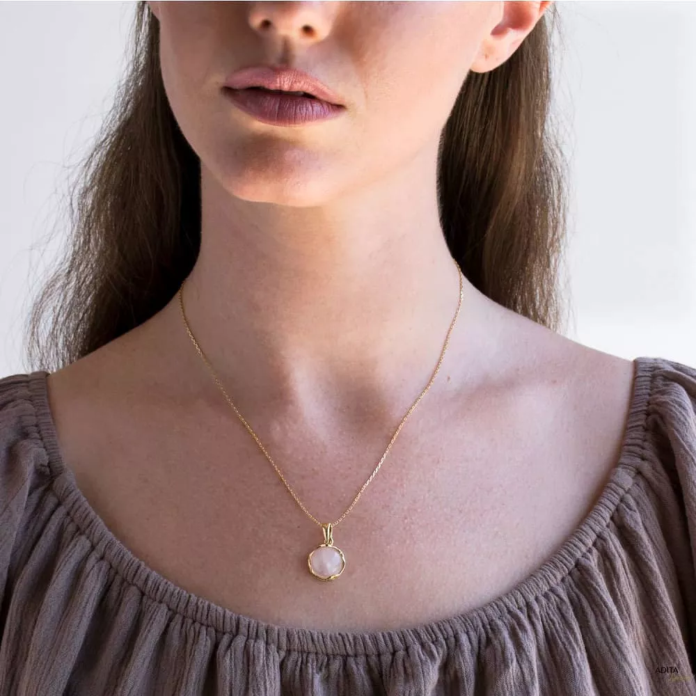 Rose Quartz Necklace - 14K Gold