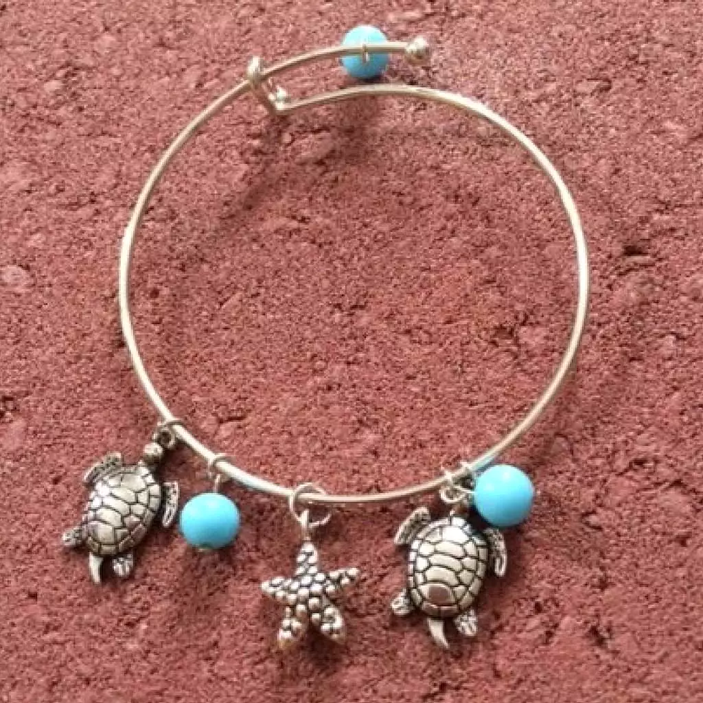 Sea Life Silver Bangle Charm Bracelet