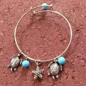 Sea Life Silver Bangle Charm Bracelet