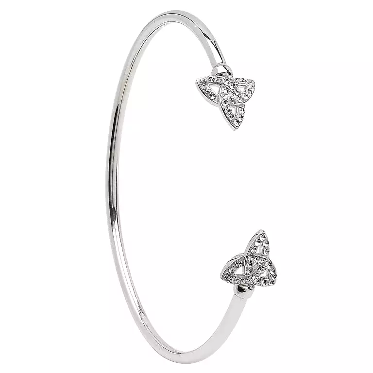 Silver Celtic Trinity Bangle with Swarovski Crystal