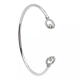 Silver Claddagh Bangle with Swarovski Crystal