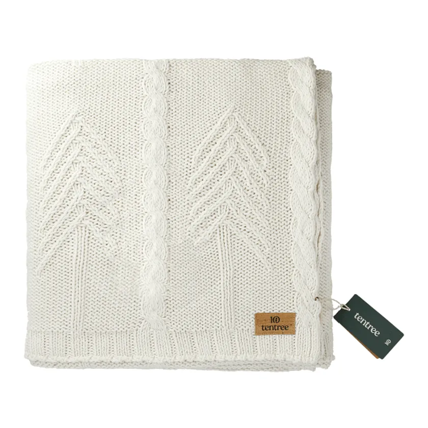 Tentree Organic Cotton Cable Custom Blankets, White