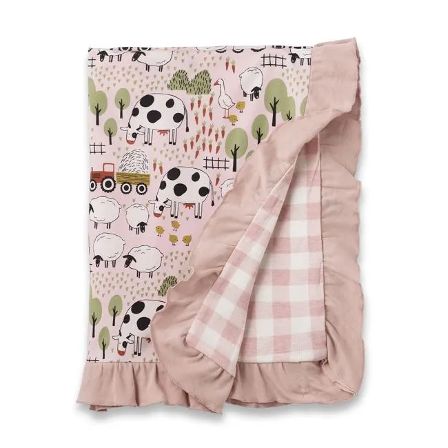 Tesa Babe Bamboo Blanket in Pink Farmyard