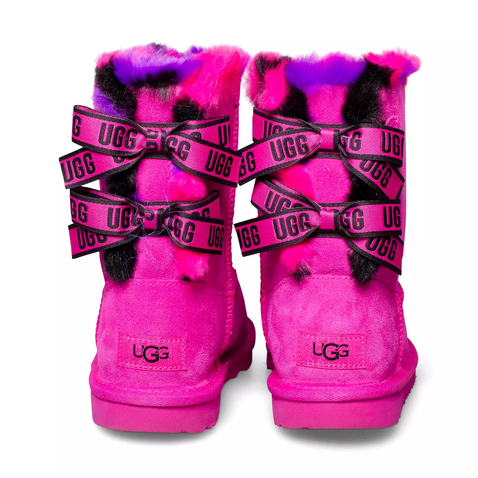 UGG Bailey Bow Plaid Punk Rock Rose Boots - Youth