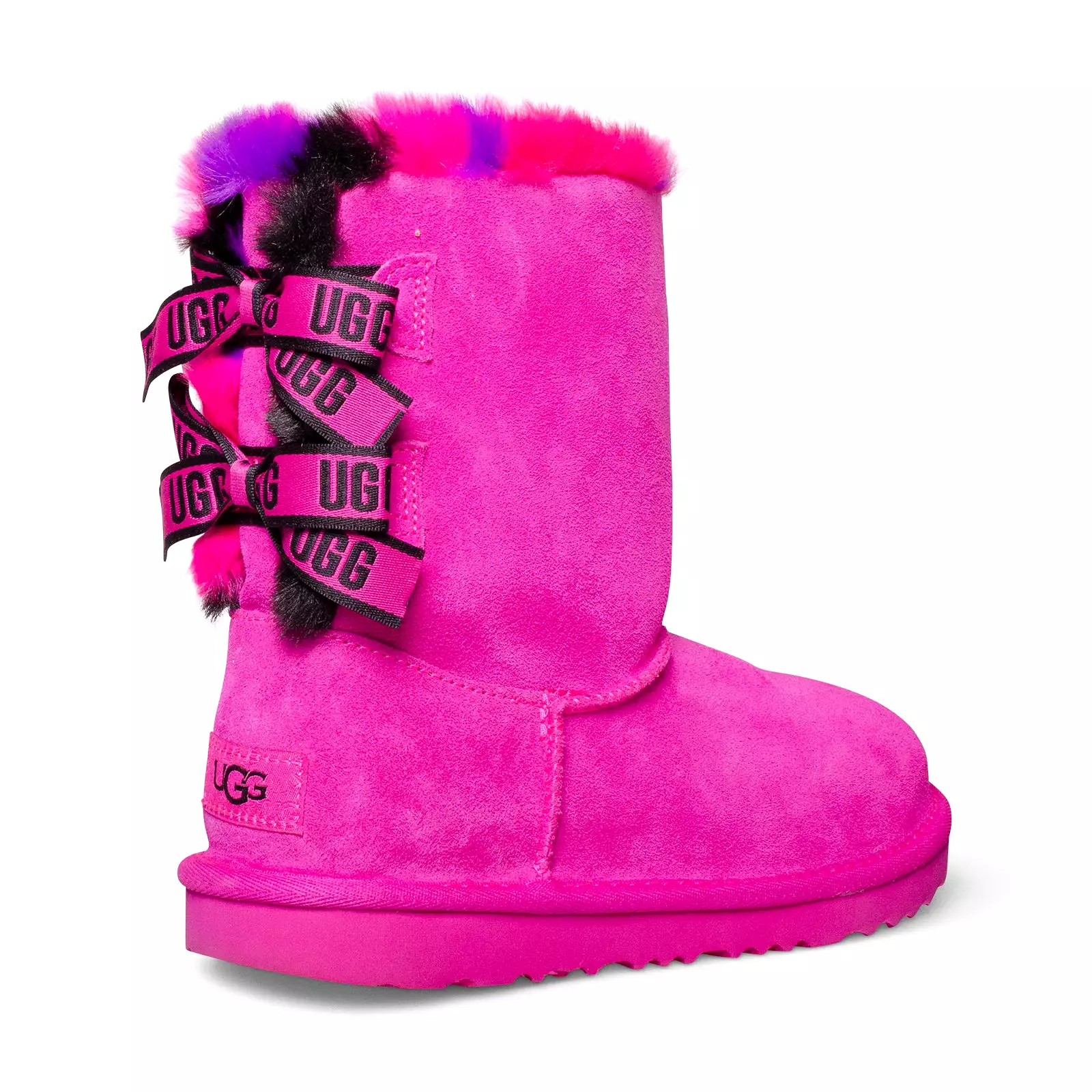 UGG Bailey Bow Plaid Punk Rock Rose Boots - Youth