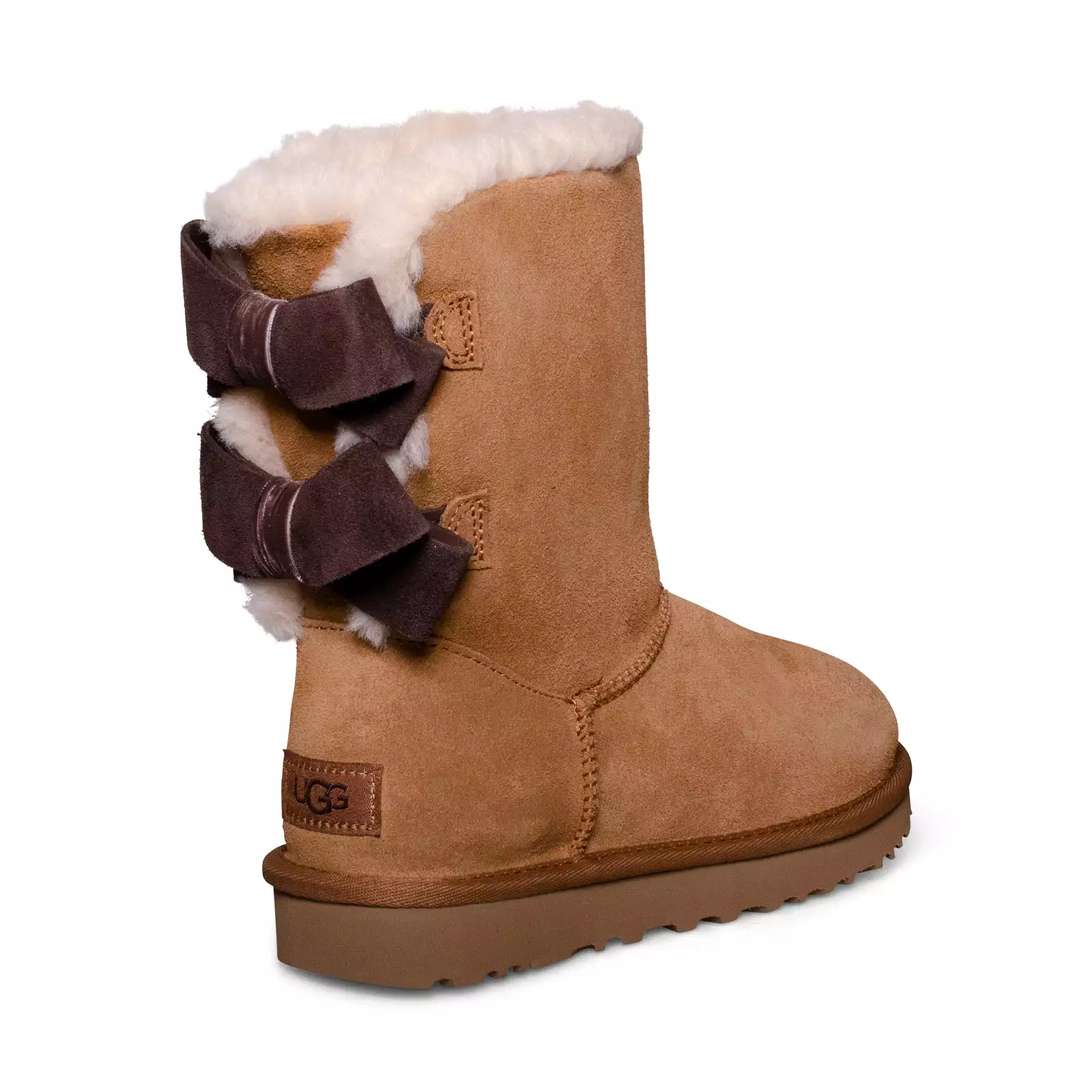 UGG Bailey Suede Bow Chestnut Boots - Women's