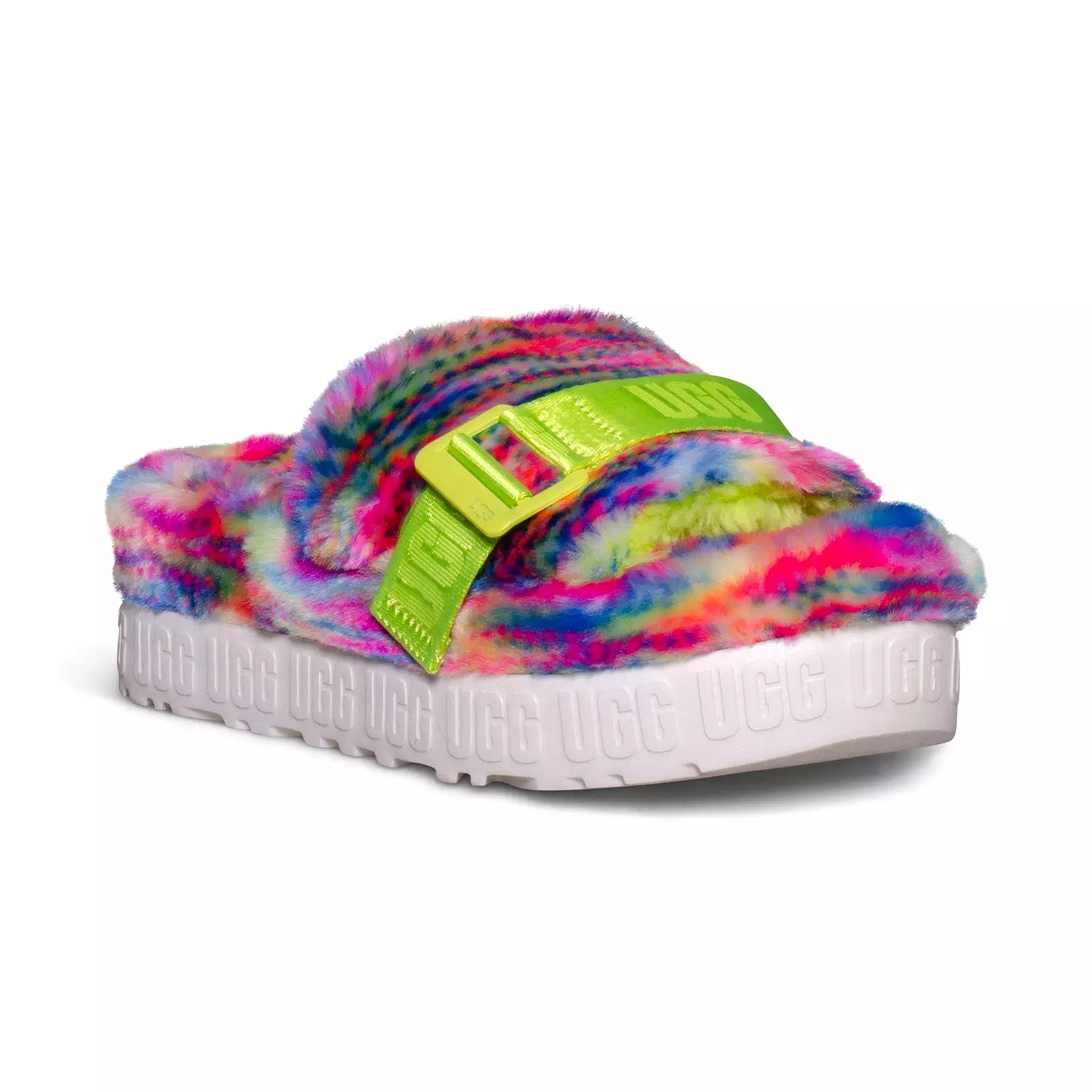 UGG Fluffita Pixelate White Slippers - Women's