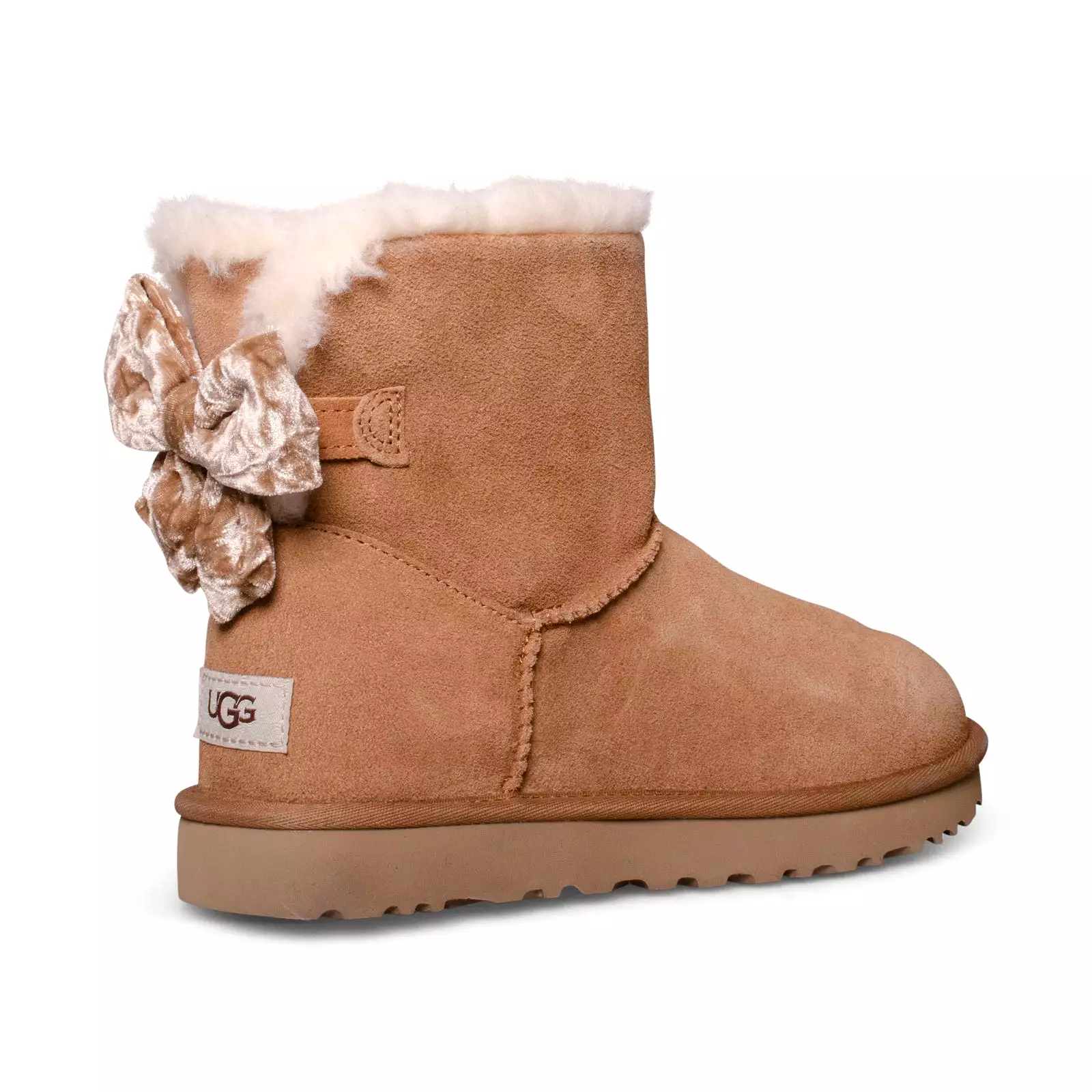 UGG Mini Bailey Bow Crushed Velvet Chestnut Boots - Women's