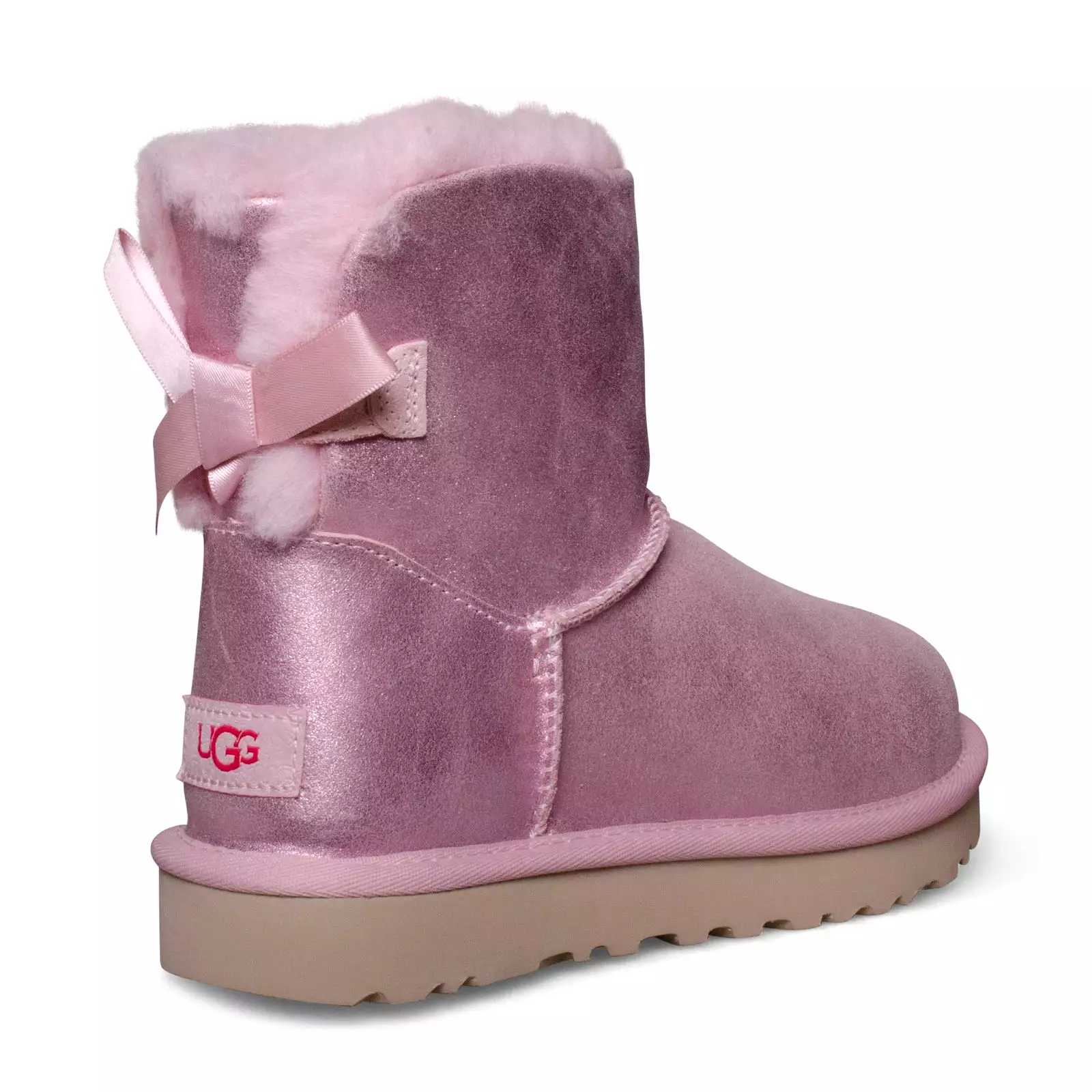 UGG MIni Bailey Bow Glisten Pink Cloud Boots - Women's