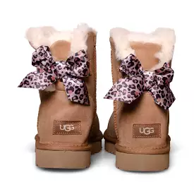 UGG Mini Bailey Bow Leopard Chestnut Boots - Women's