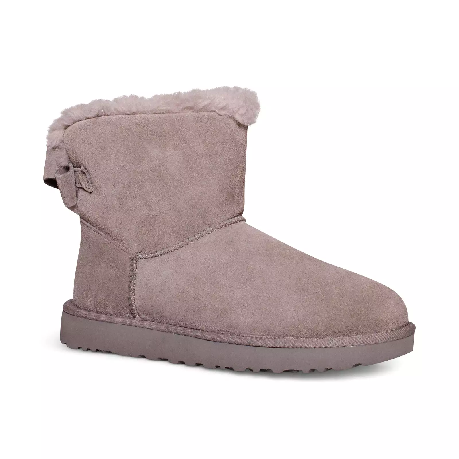 UGG Mini Bailey Suede Bow Smoke Plum Boots - Women's