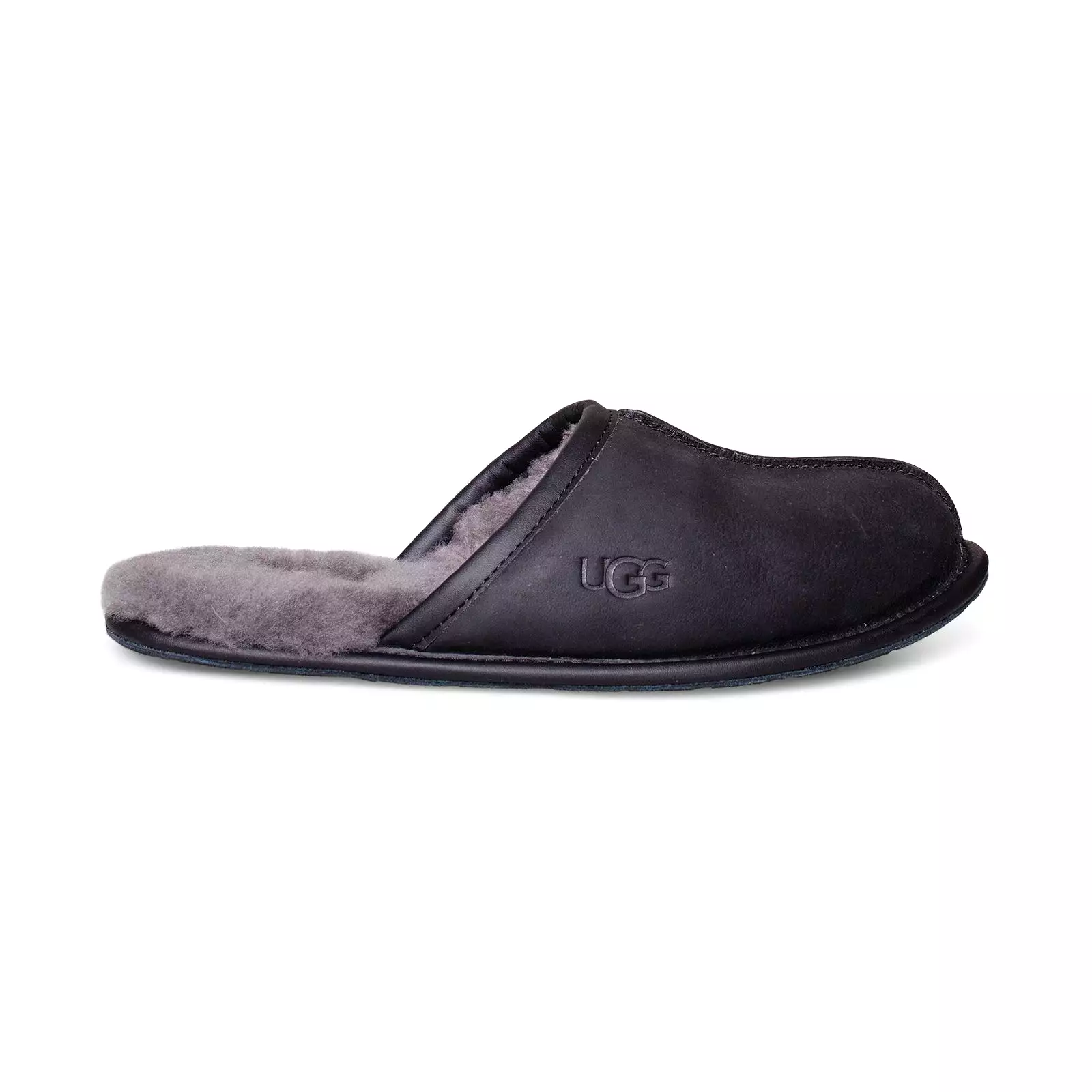 UGG Scuff Leather Black Slippers - Men's