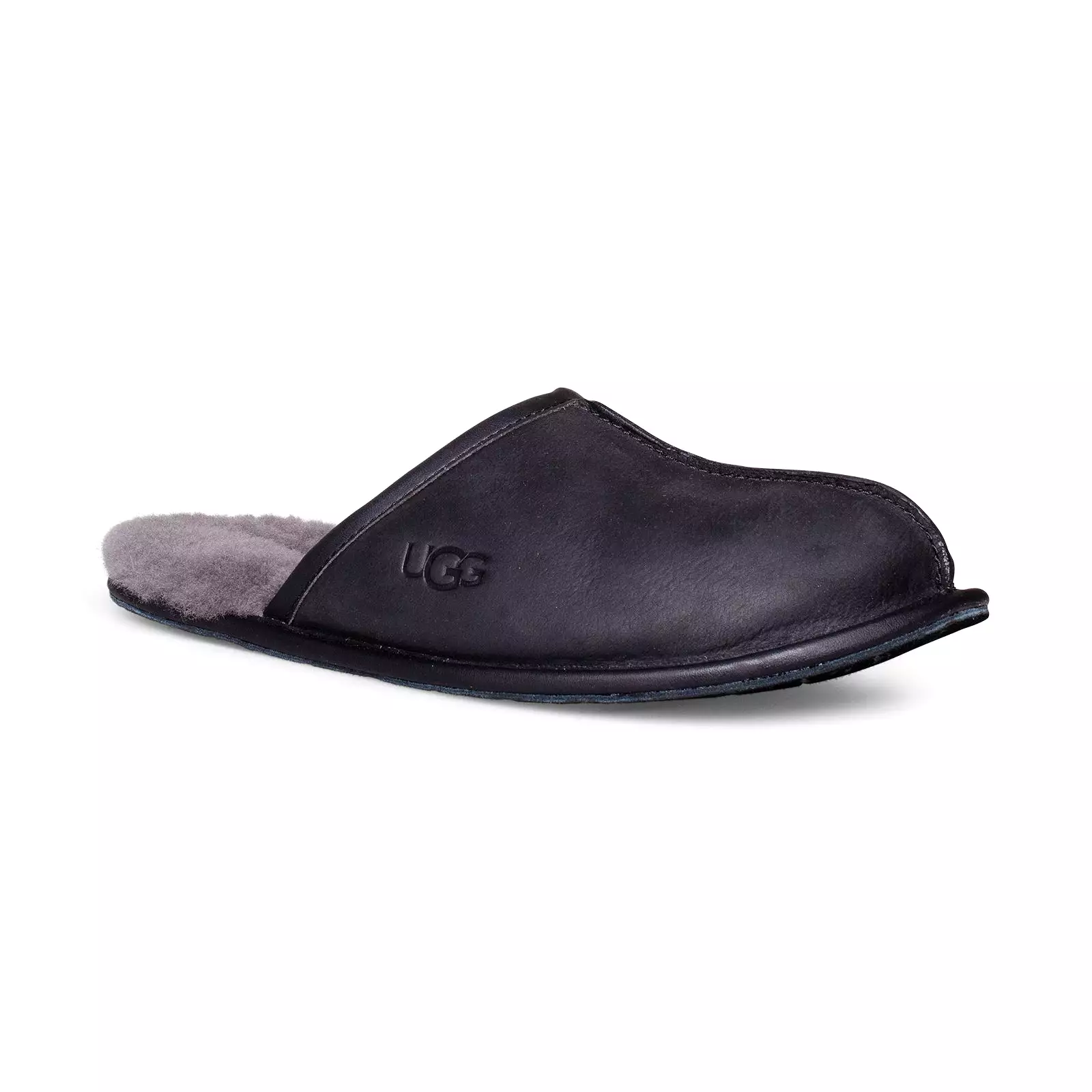 UGG Scuff Leather Black Slippers - Men's