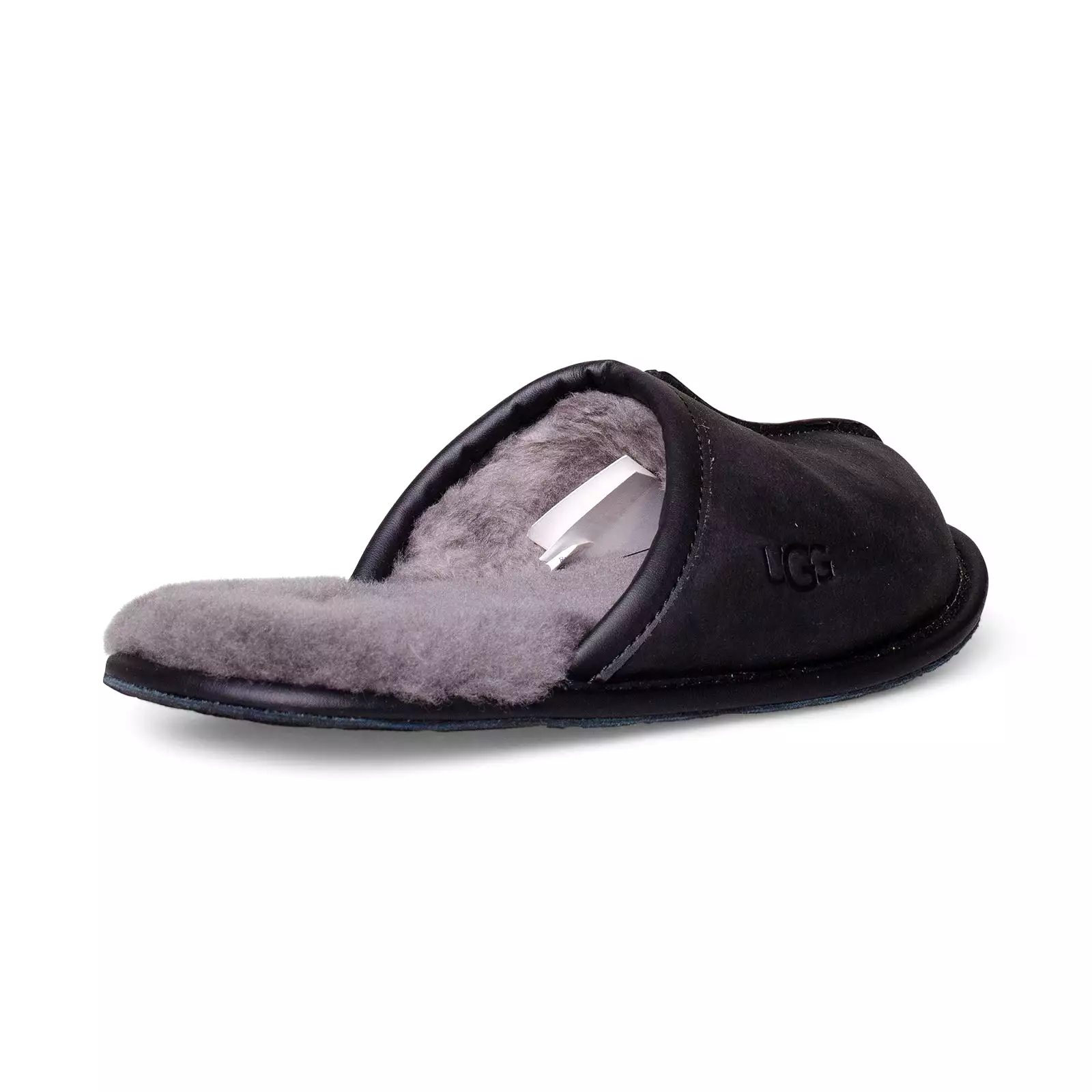 UGG Scuff Leather Black Slippers - Men's