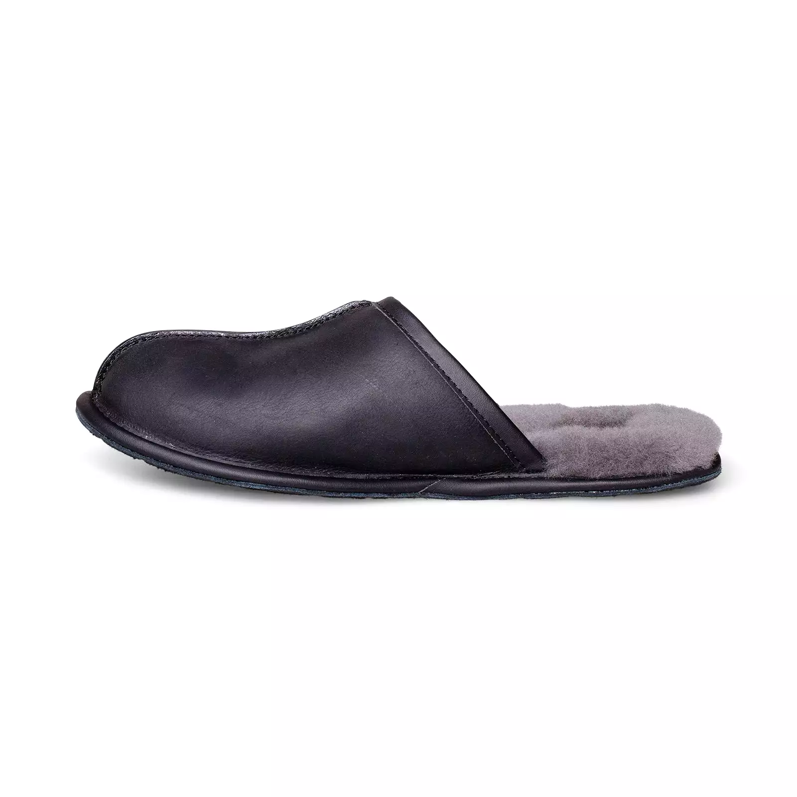 UGG Scuff Leather Black Slippers - Men's