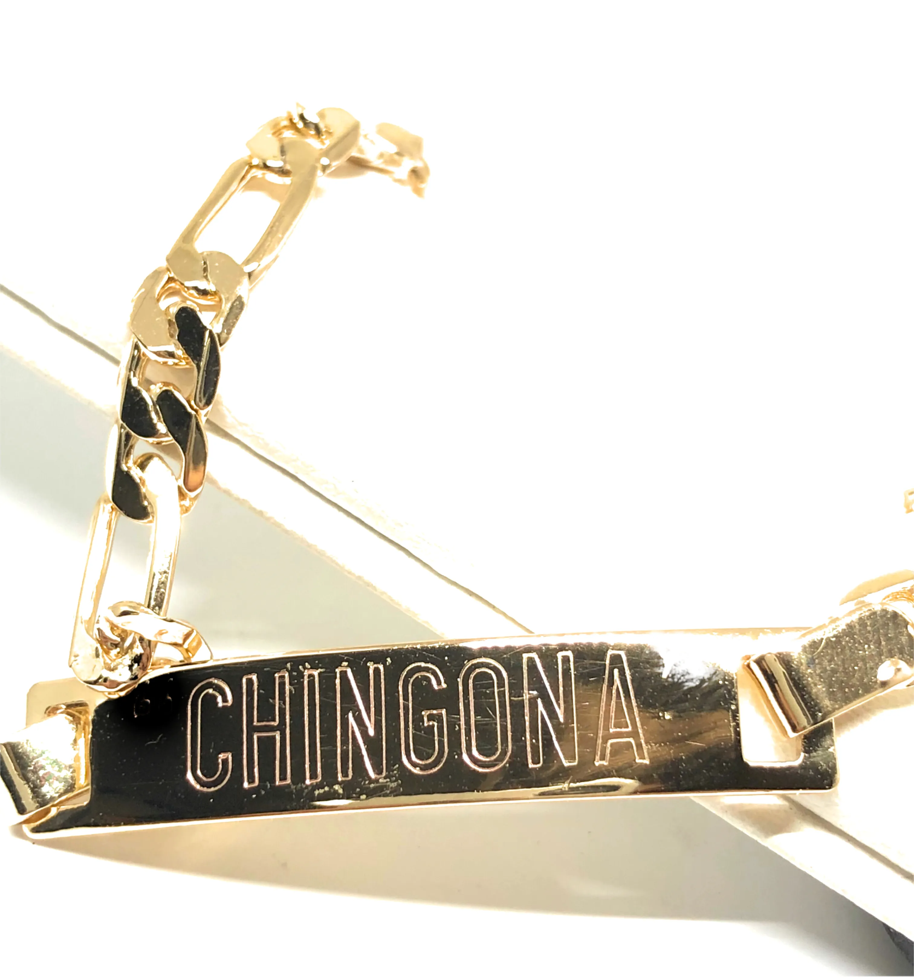 Women’s Gold Plated “Chingona” Bracelet 7.5” 5.5mm Width Esclava