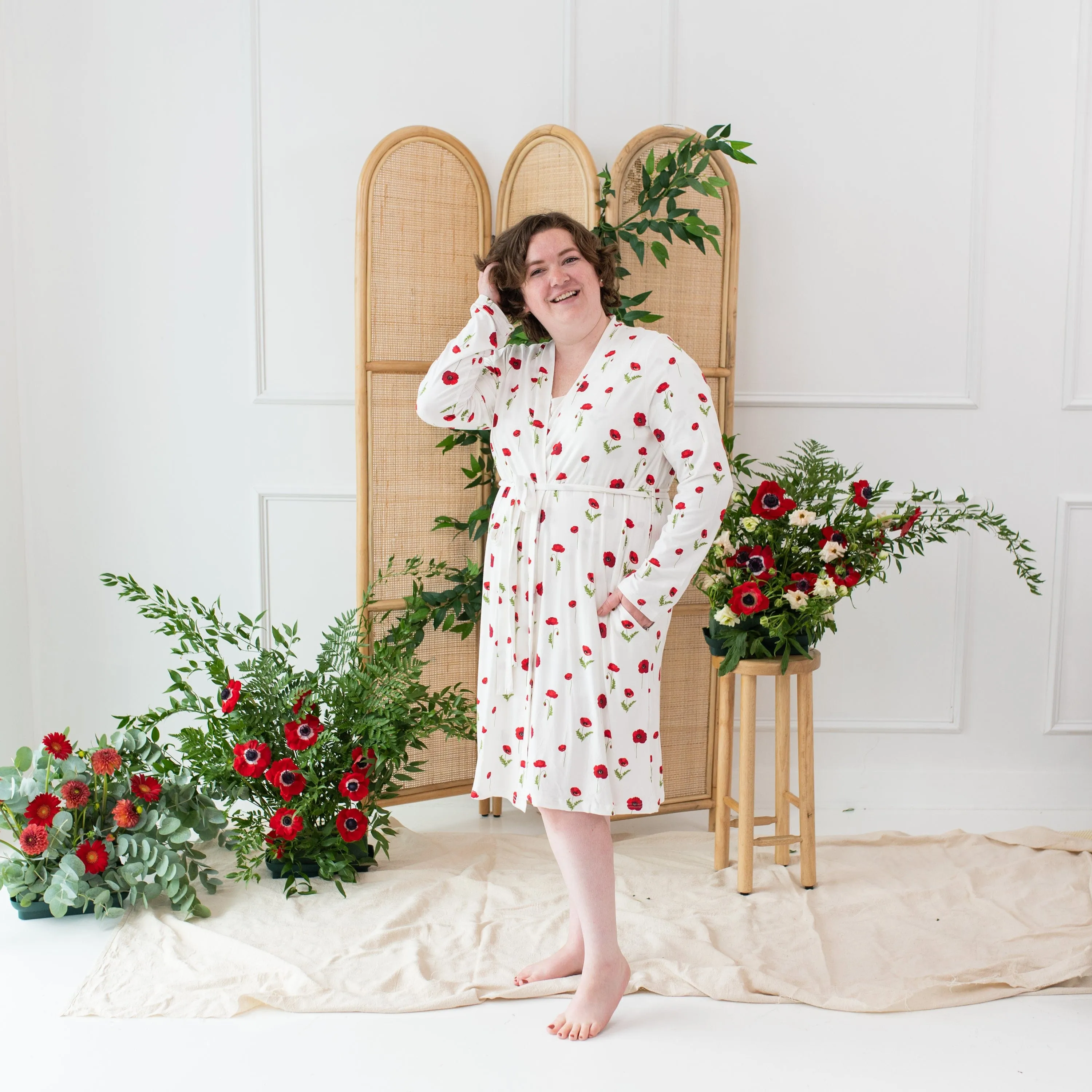 Women’s Lounge Robe in Cloud Poppies