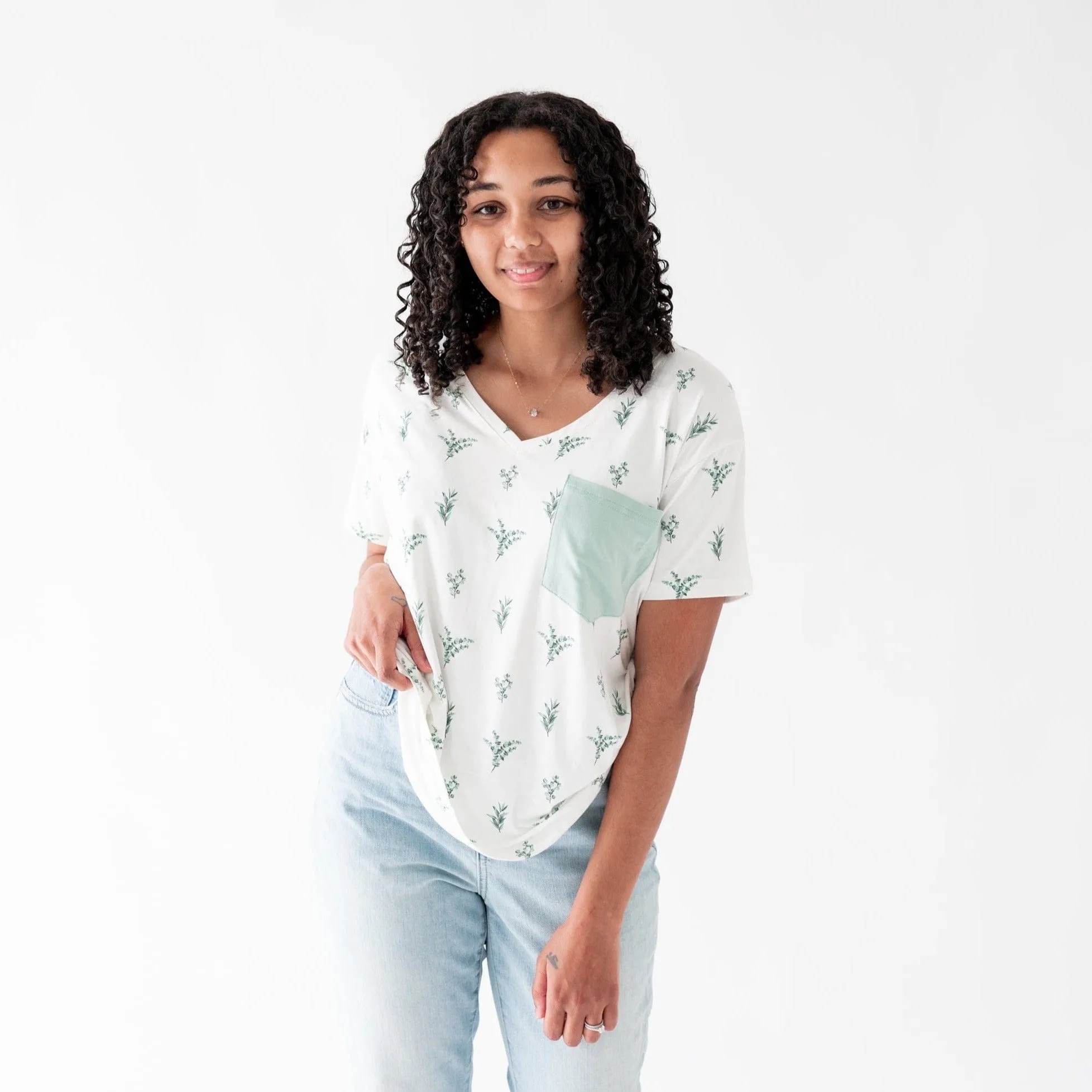 Women’s Relaxed Fit V-Neck in Eucalyptus